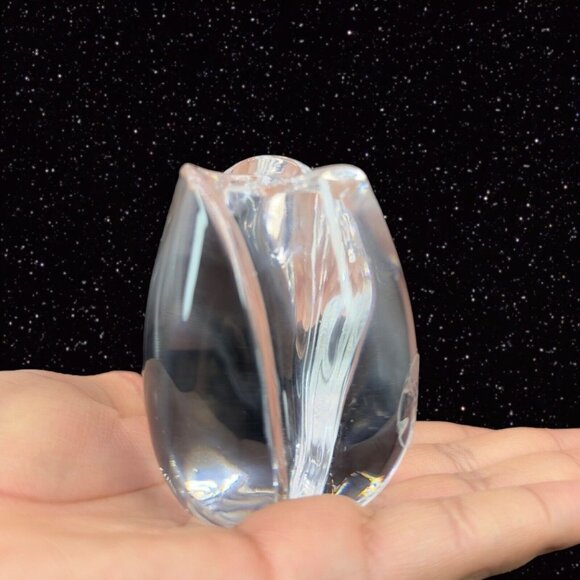 Vintage Dansk Clear Rose Blossom Flower Figurine Paperweight Made In Poland  3"T - Picture 2 of 11